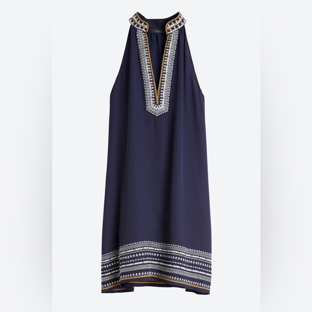 Navy, embroidered dress